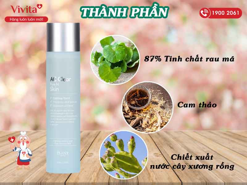 Nước Hoa Hồng The Plant Base Ac Clear Pure N Skin | Hỗ Trợ Giảm Mụn, Làm Sạch Da | Lọ 150ml