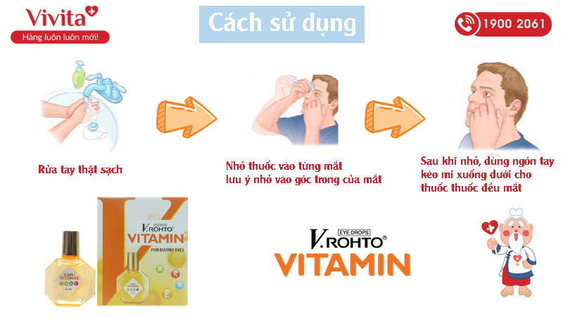 Cách sử sụng thuốc nhỏ mắt v.rohto vitamin