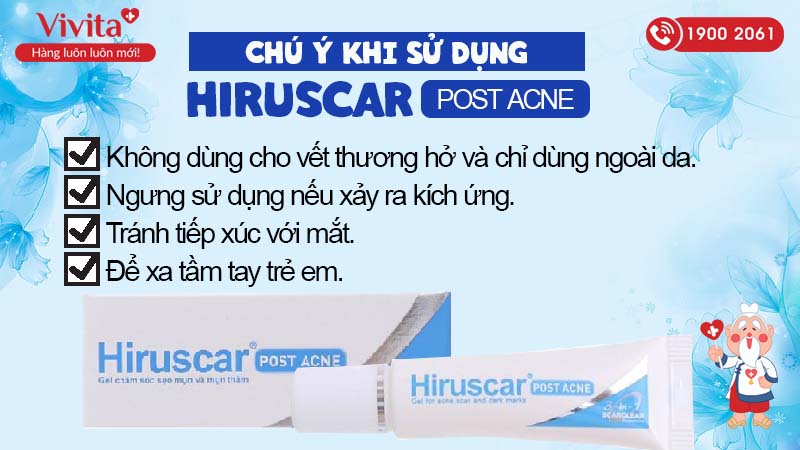 Lưu ý khi sử dụng gel làm mờ thâm mụn Hiruscar Post Acne
