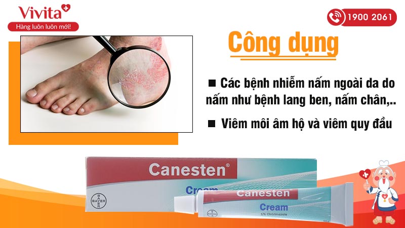 Công dụng kem bôi trị nấm Canesten Cream