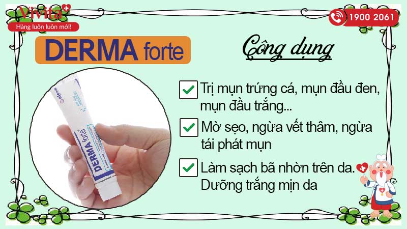 Công dụng của kem trị mụn, mờ sẹo Derma Forte
