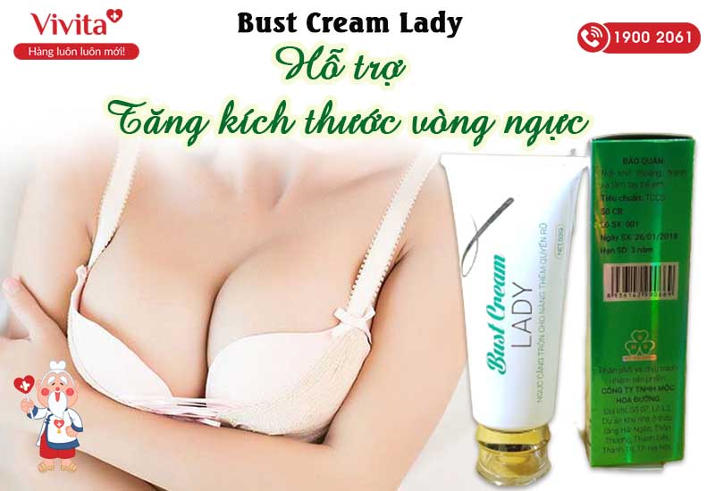 Kem Nở Ngực Bust Cream Lady Hỗ Trợ Tăng Vòng Ngực Tự Nhiên (Hộp 50g)