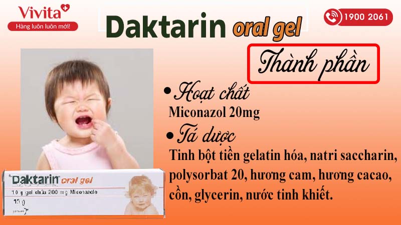 Thành phần gel trị nấm miệng, họng Daktarin oral gel