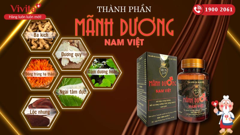 Viên Uống Mãnh Dương Nam Việt | Tăng Cường Sinh Lý Nam | Hộp 30 Viên