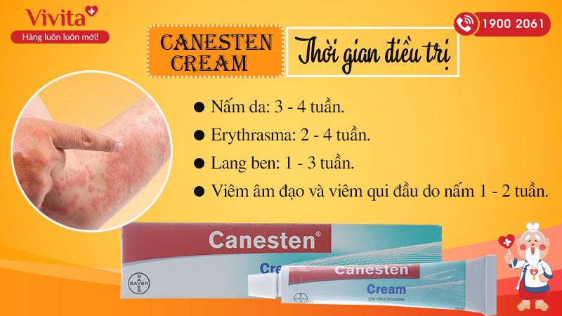 Thời gian điều trị bằng kem bôi trị nấm Canesten Cream