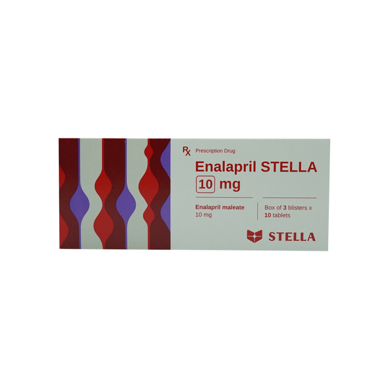 Thuốc trị cao huyết áp, suy tim Enalapril Stella 10mg | Hộp 30 viên