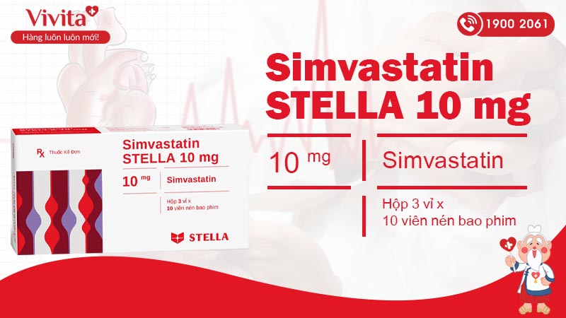 Thuốc hạ mỡ máu Simvastatin Stella 10mg hộp 30 viên