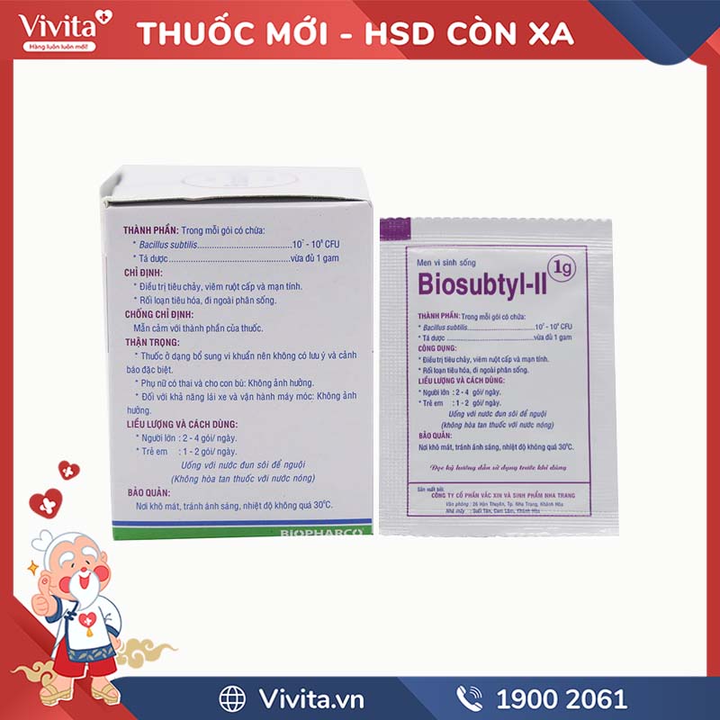 Men vi sinh trị tiêu chảy Biosubtyl-II | Hộp 25 gói