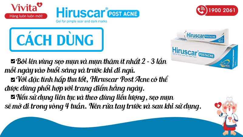 Cách dùng Hiruscar post acne tuýp 10g