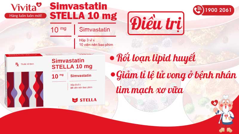 Công dụng Simvastatin Stella 10mg hộp 30 viên