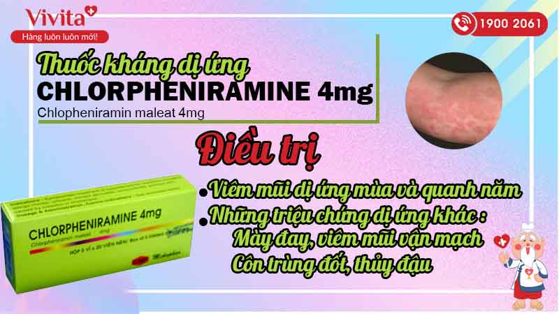 Công dụng Thuốc Chlorpheniramine 4mg Mekophar 100 viên