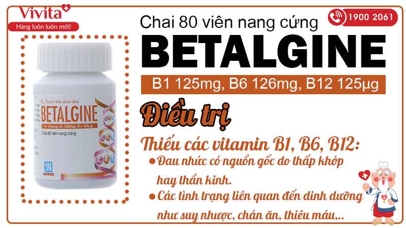 Công dụng betalgine B1, B6, B12 chai 80 viên