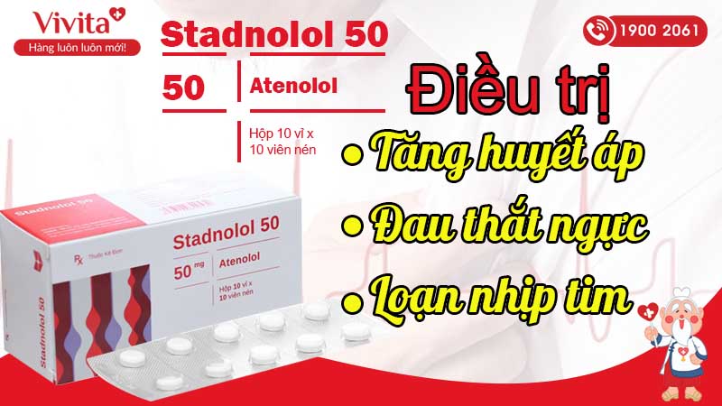 Công dụng Thuốc điều trị tăng huyết áp Stadnolol 50mg hộp 100 viên