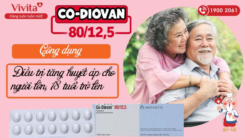 Công dụng thuốc trị cao huyết áp Co Diovan 80mg/12.5mg