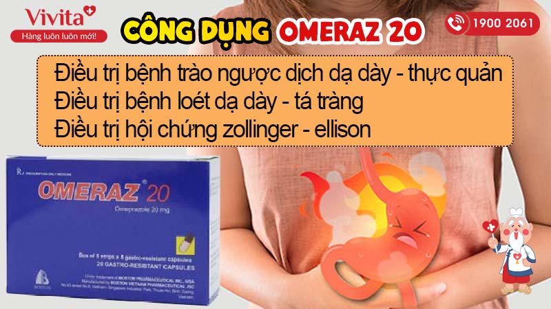 Công dụng thuốc trị loét dạ dày Omeraz 20