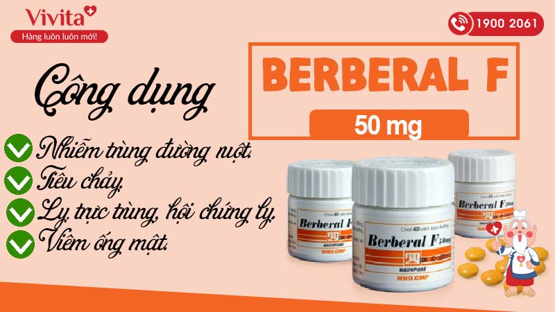 Công dụng thuốc trị tiêu chảy Berberal F 50mg 