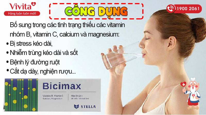 Công dụng viên sủi bổ sung vitamin và khoáng chất Bicimax