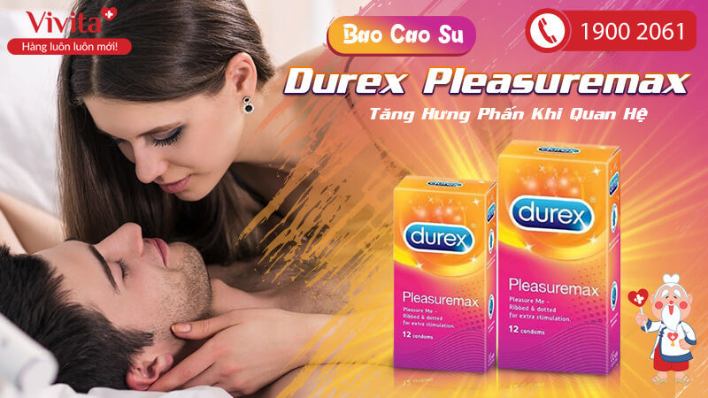 Bao cao su Durex Pleasuremax  Tăng Hưng Phấn | Hộp 12c