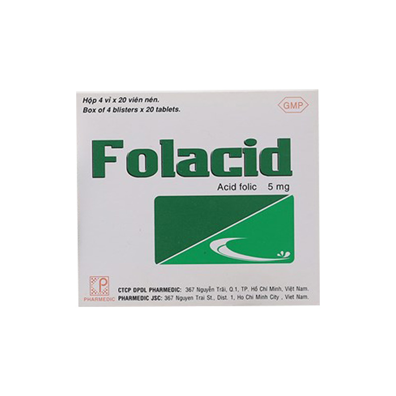 Thuốc bổ sung acid folic Folacid 5mg | Hộp 80 viên