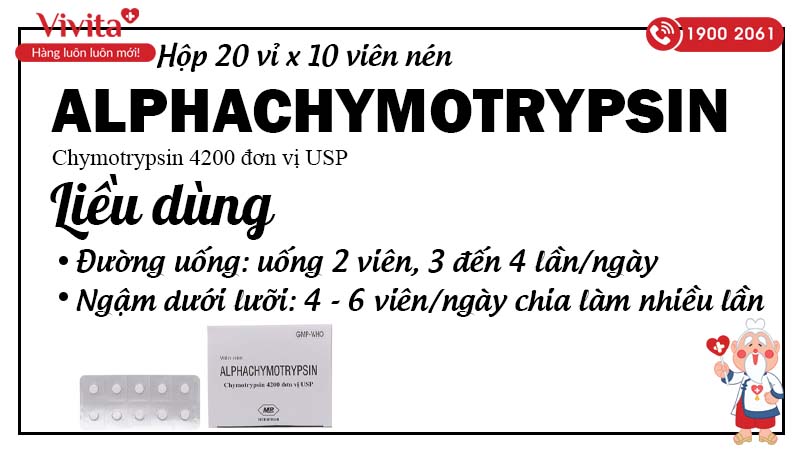 Liều dùng alphachymotrypsin 4200 USP Mebiphar