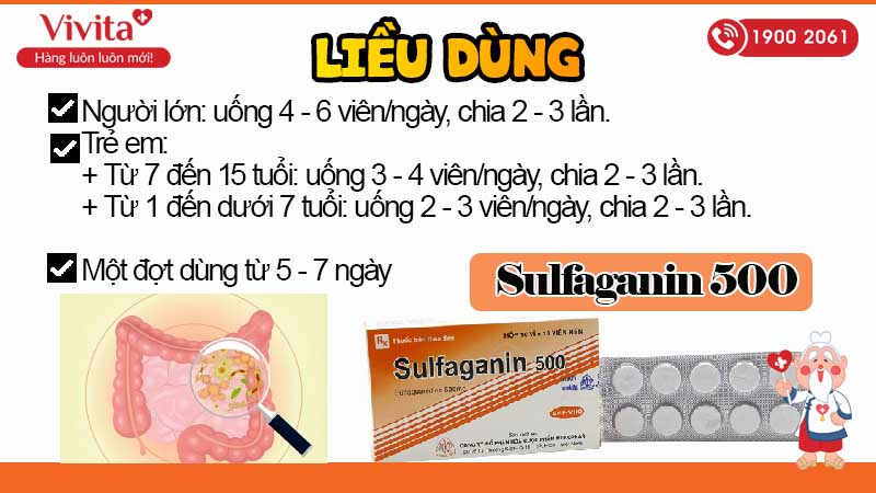 Liều dùng thuốc trị tiêu chảy Sulfaganin 500mg 