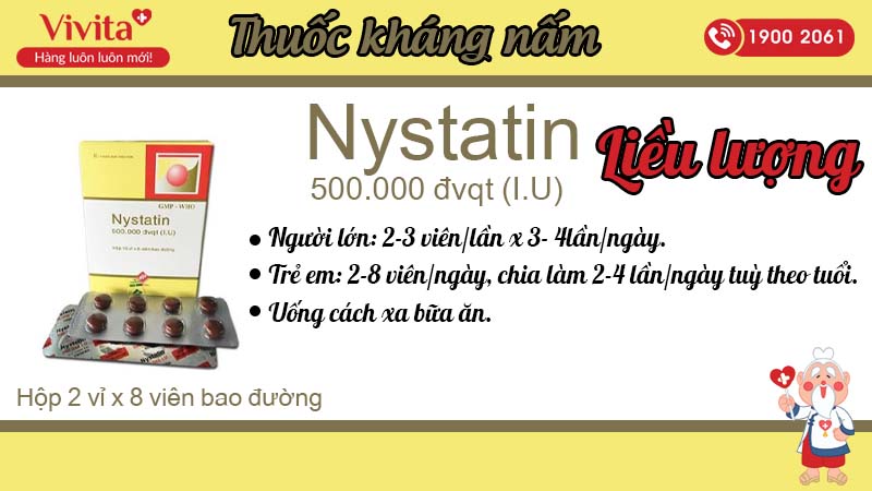Liều lượng thuốc Nystatin 500000 IU Vidipha