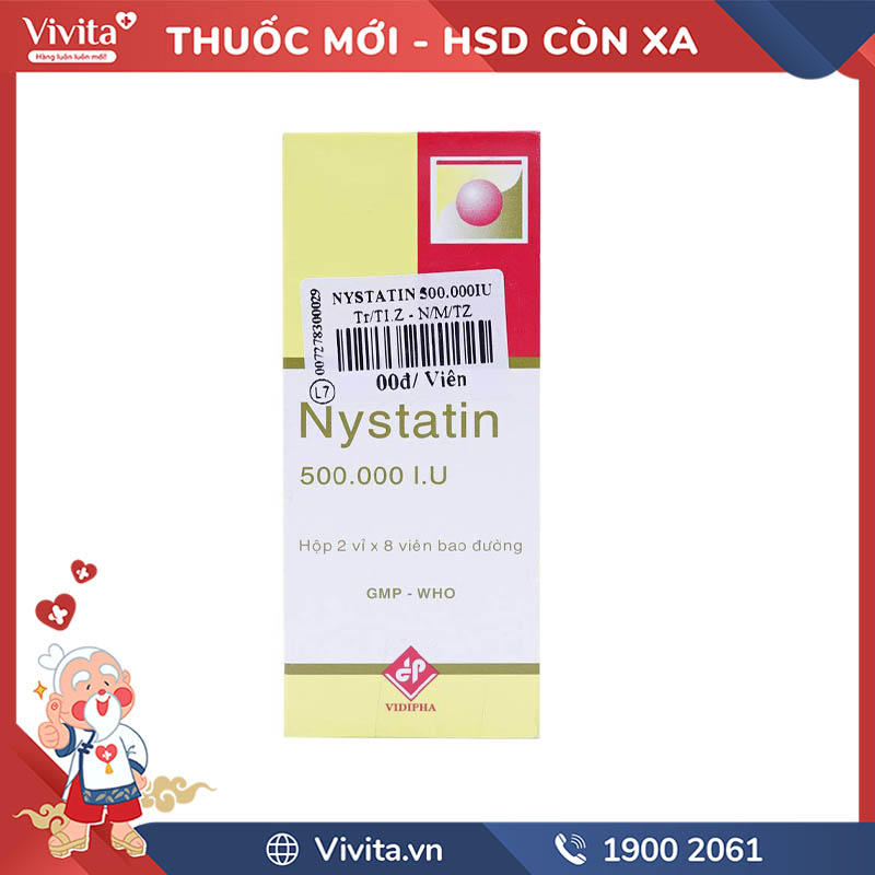 Thuốc kháng nấm Nystatin 500.000 U.I VIDIPHA | Hộp 16 viên