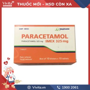 Thuốc giảm đau, hạ sốt Paracetamol 325mg imexpharm | Hộp 100 viên