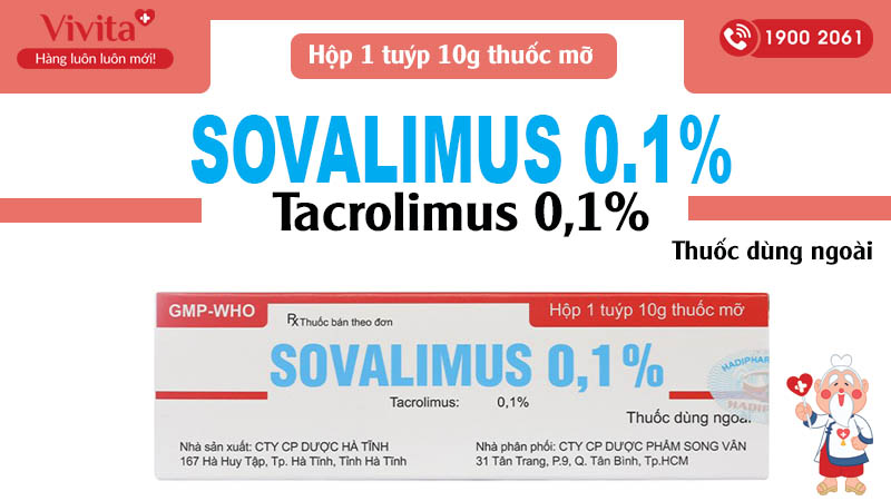 Kem bôi trị viêm da Sovalimus 0,1% tuýp 10g