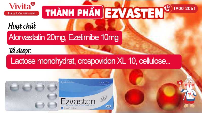 Thành phần thuốc trị mỡ máu Ezvasten 10mg