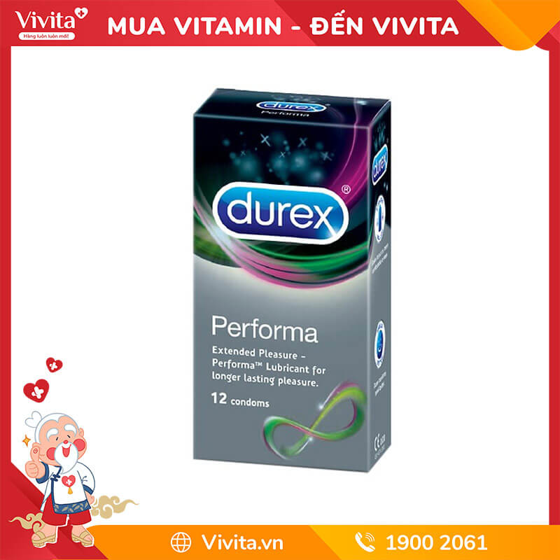 Bao Cao Su Durex Performa | Hỗ Trợ Kéo Dài Thời Gian | Hộp 12c