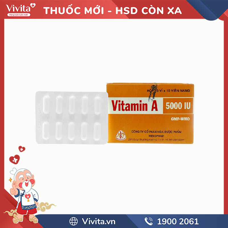 Thuốc bổ sung Vitamin A 5000IU | Hộp 100 viên