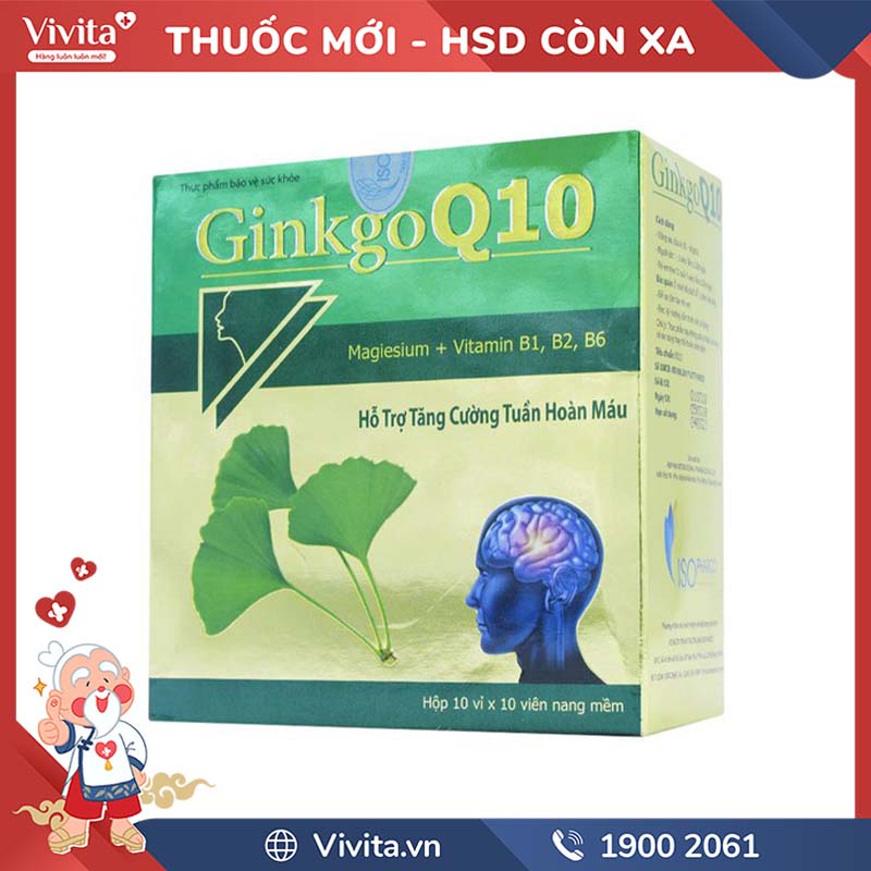 Thuốc hỗ trợ tăng cường tuần hoàn máu não Gingkgo Q10 | Hộp 100 viên