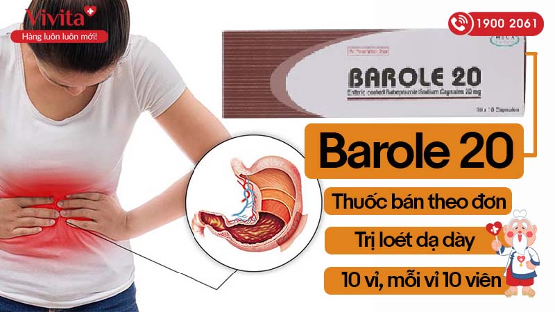 Thuốc trị viêm loét dạ dày Barole 20