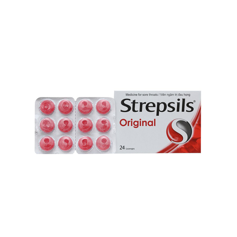 Viên ngậm trị đau họng Strepsils Original | Hộp 24 viên