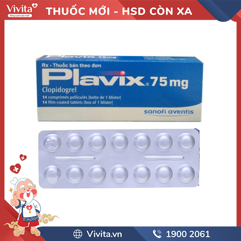 Thuốc ngăn ngừa đột quỵ Plavix 75mg l Hộp 14 viên