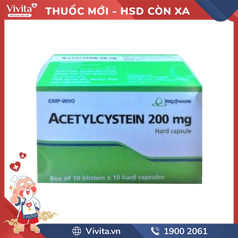 Thuốc ho Acetylcystein 200mg imexpharm | Hộp 100 viên