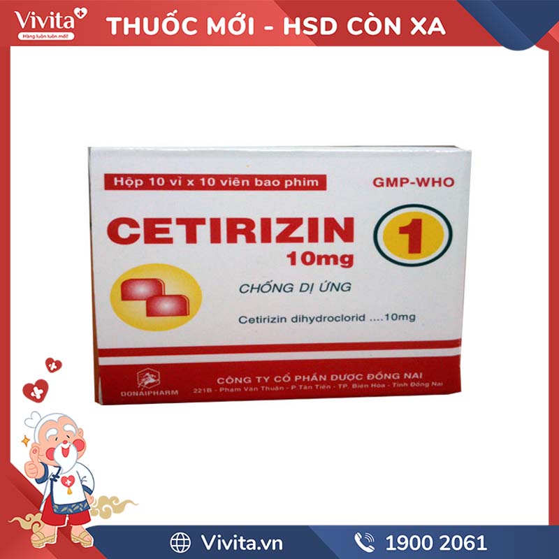 Thuốc kháng dị ứng Cetirizin 10mg Đồng Nai | Hộp 100 viên