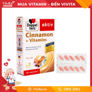 Viên Uống Cinnamon Vitamin Hỗ Trợ Ổn Định Đường Huyết An Toàn | Hộp 30 Viên