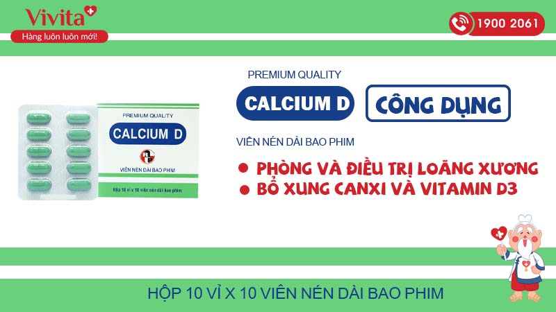 Công dụng thuốc bổ sung Canxi Calcium D 100 viên