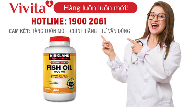 dầu cá Kirkland Fish Oil 1000mg chính hãng