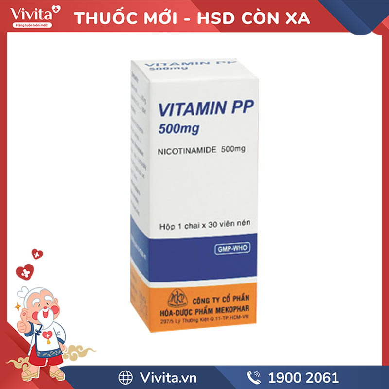 Thuốc bổ sung vitamin PP 500mg Mekophar | Chai 30 viên