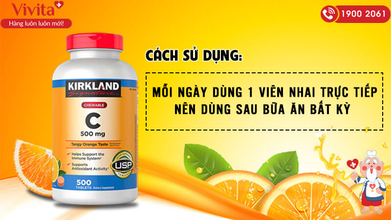 Cách sử dụng viên nhai tăng đề kháng Kirkland Vitamin C