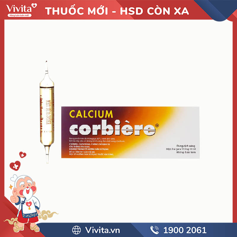 Thuốc bổ sung canxi Calcium Corbière 10ml | Hộp 30 ống