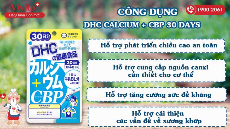 Viên Uống DHC Calcium + CBP 30 Days Hỗ Trợ Giúp Xương Chắc Khỏe | Gói 120 Viên