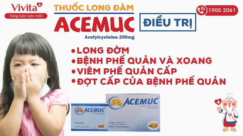 Công dụng Acemuc 200mg hộp 30 gói