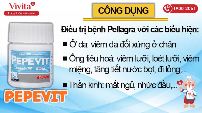 Công dụng của Pepevit 50mg