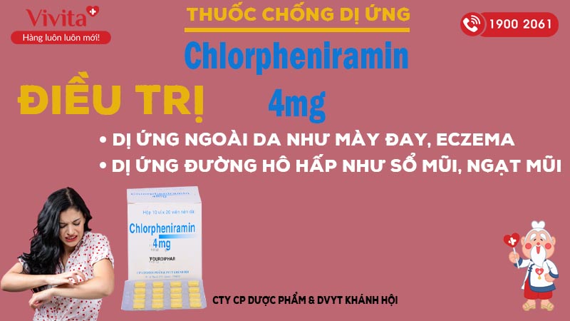 Công dụng thuốc chlorpheniramin 4mg Khánh Hội