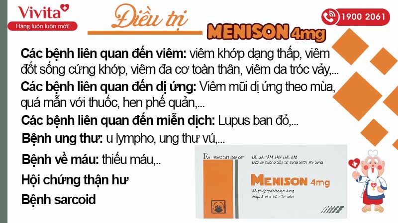 Công dụng của thuốc kháng viêm Menison 4mg