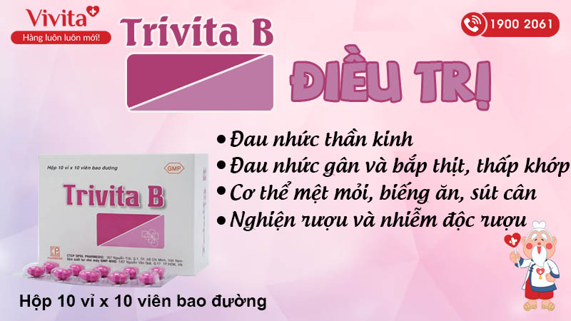 Công dụng Thuốc bổ sung vitamin B1,B6,B12 Trivita B